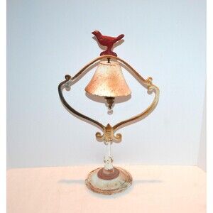 French Country Antique Dinner Bell Red Bird Finial